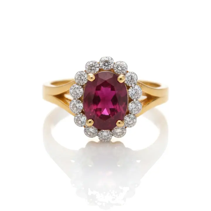 Oval Ruby Halo Ring — Rings & Bands, House of Mina