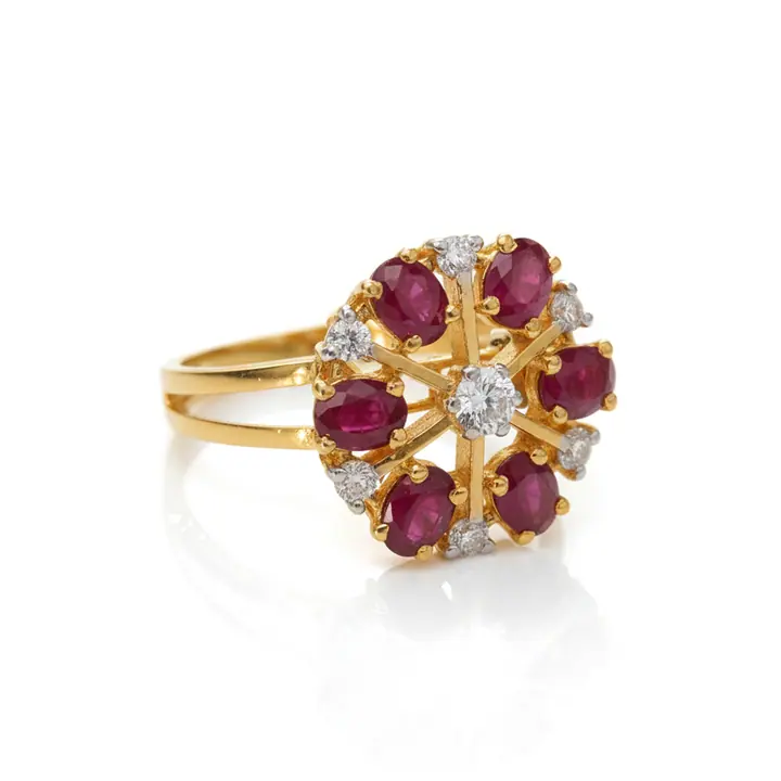Ruby Floral Cluster Ring — Rings & Bands, House of Mina