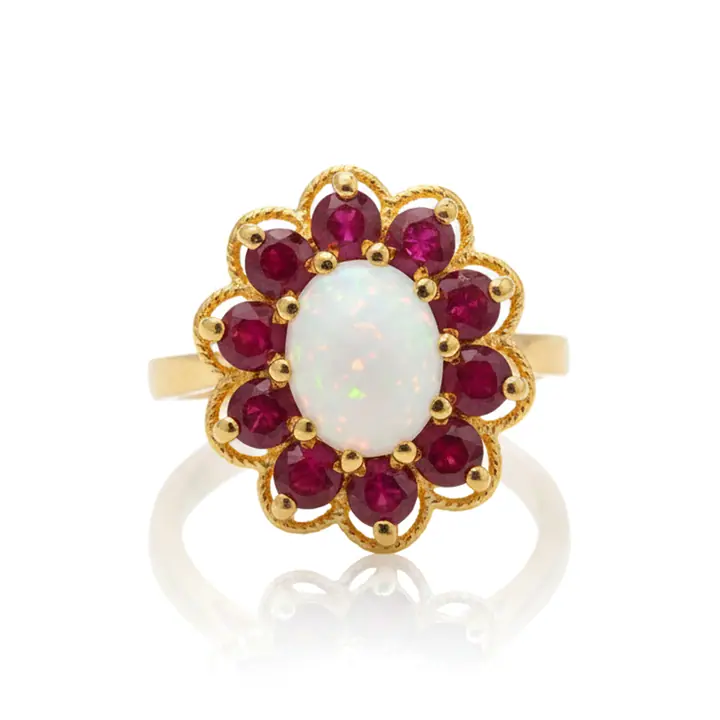 Opal Ruby Cluster Ring — Rings & Bands, House of Mina