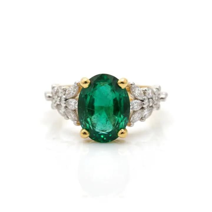 Emerald Oval Marquise-Cluster Ring — Rings & Bands, House of Mina