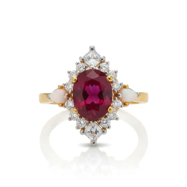 Ruby and Pearl Cluster Ring — Rings & Bands, House of Mina