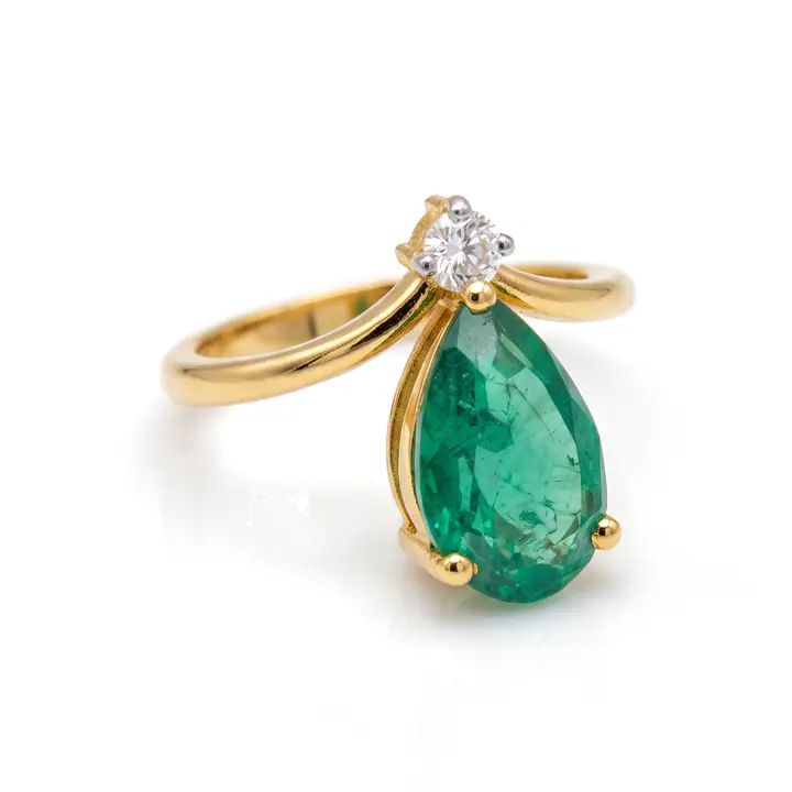 Emerald Pear Drop Ring — Rings & Bands, House of Mina