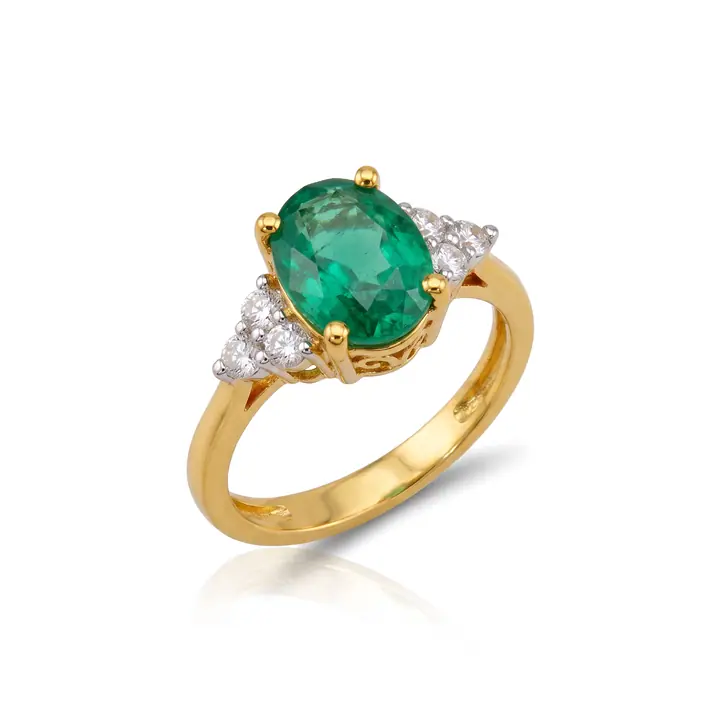 Emerald Oval Trilliant Ring — Rings & Bands, House of Mina