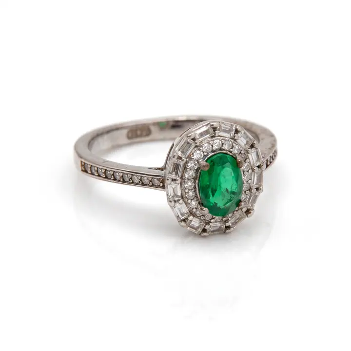 Oval Baguette Halo Ring — Rings & Bands, House of Mina