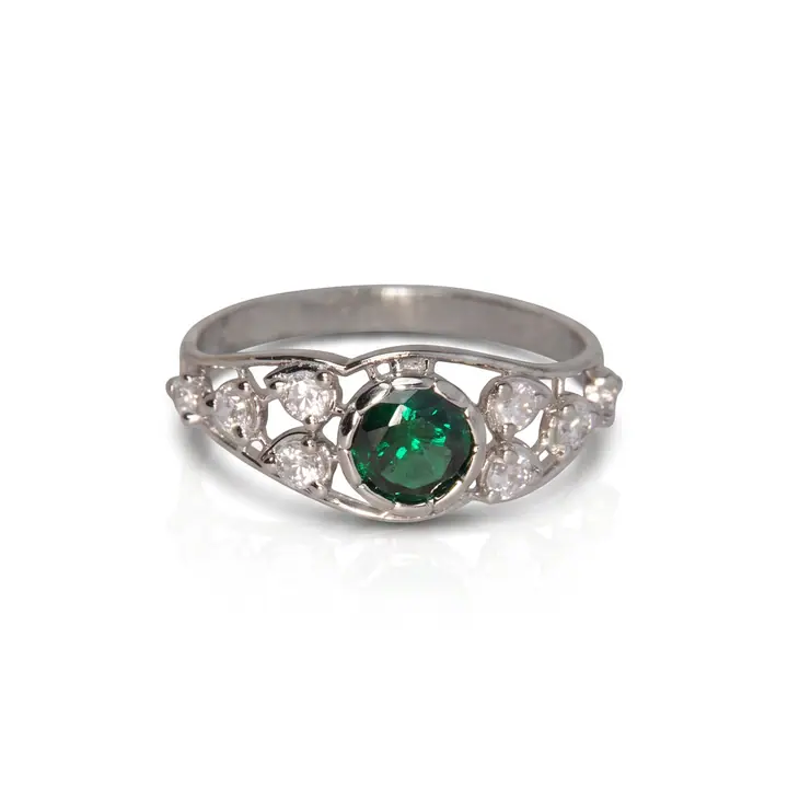 Emerald Bezel Filigree Ring — Rings & Bands, House of Mina