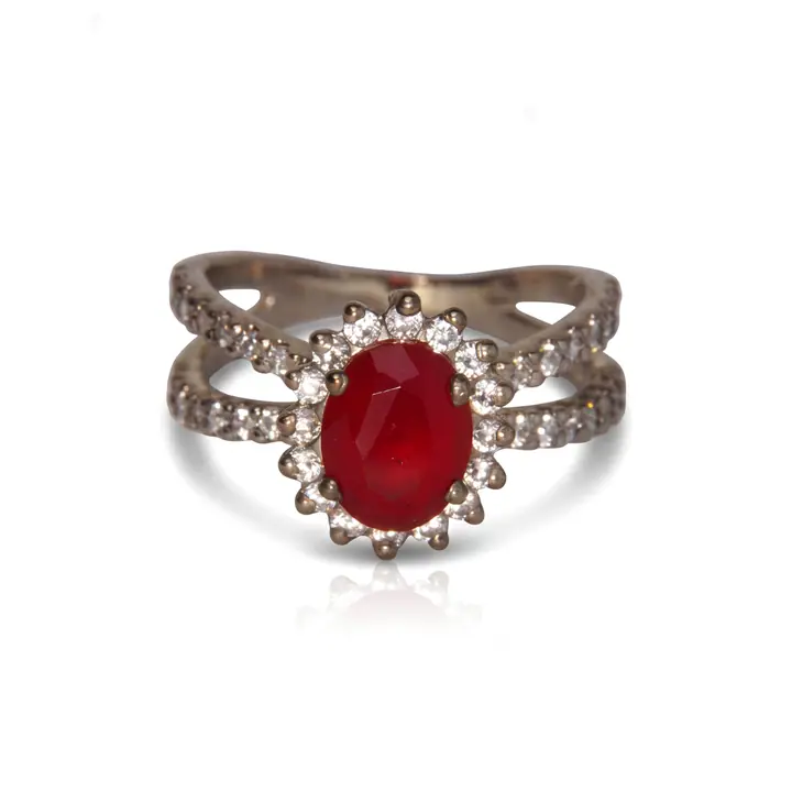 Ruby Halo Split-Band Ring — Rings & Bands, House of Mina