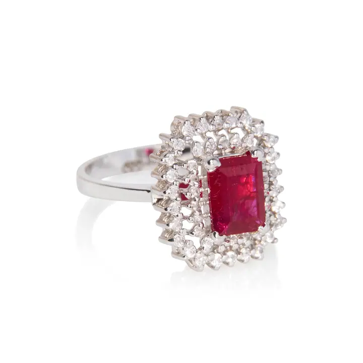 Carmine Halo Ring — Rings & Bands, House of Mina