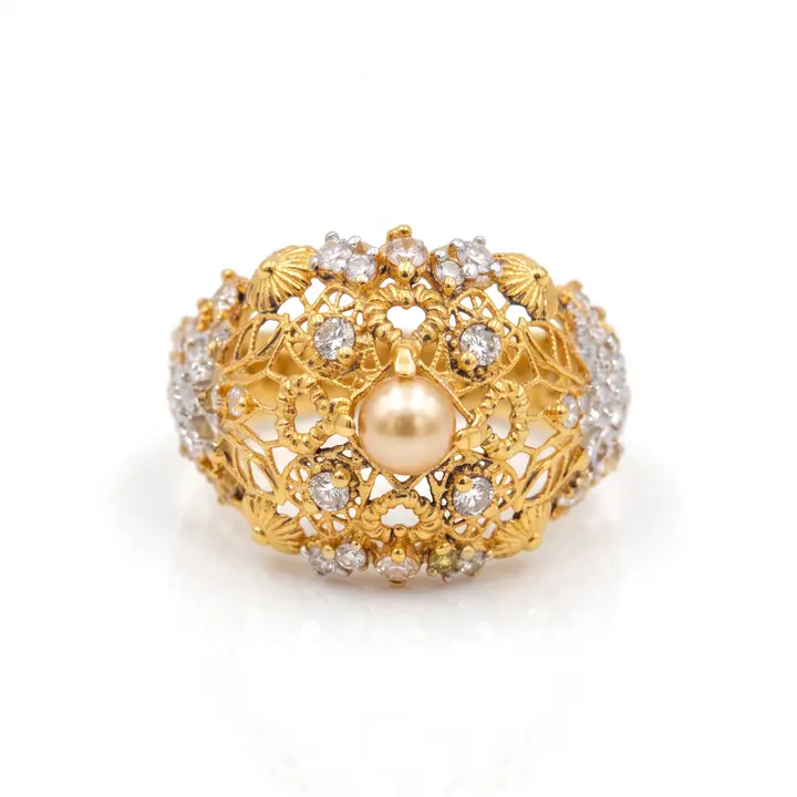 Gold Filigree Pearl Dome — Rings & Bands, House of Mina