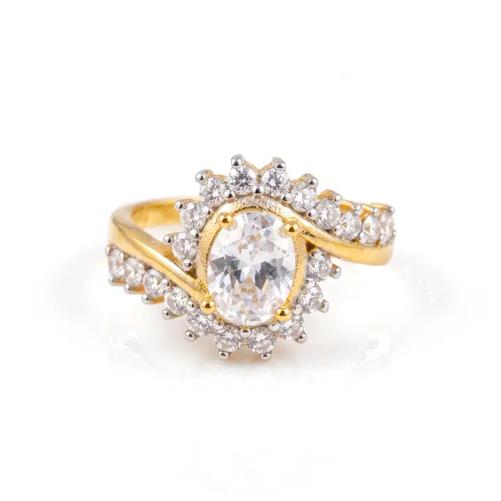 Gold Oval Bypass Halo Ring — Rings & Bands, House of Mina