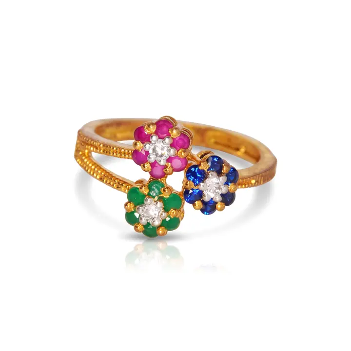 Gem Flower Trio Ring — Rings & Bands, House of Mina