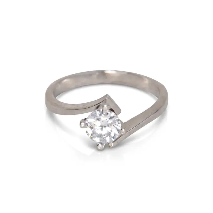 Brushed Bypass Solitaire — Rings & Bands, House of Mina