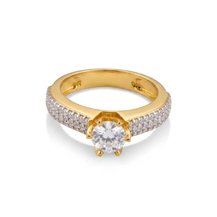 Gold Pavé Solitaire — Rings & Bands, House of Mina