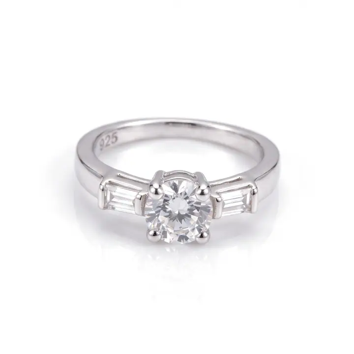 Round and Baguette Three-Stone Ring — Rings & Bands, House of Mina