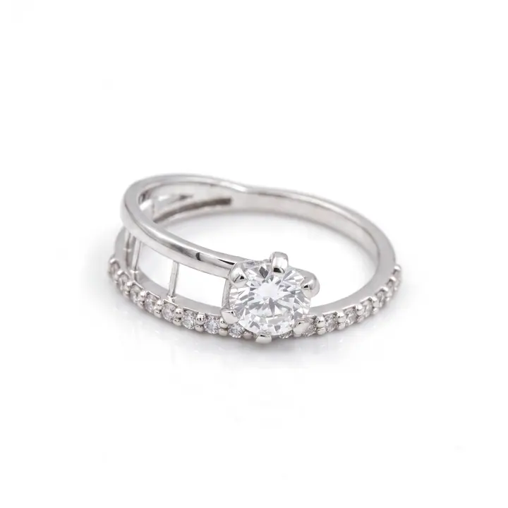Open Bypass Pavé Solitaire — Rings & Bands, House of Mina