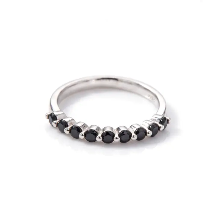 Black Stone Half-Eternity Band — Rings & Bands, House of Mina