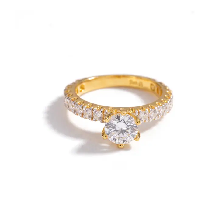 Gold Triple-Row Solitaire — Rings & Bands, House of Mina