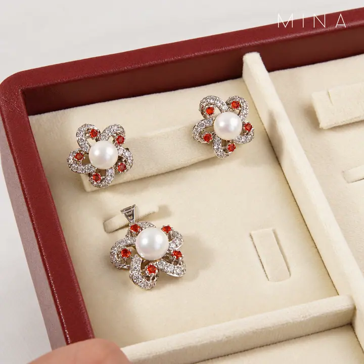 Pearl Swirl Blossom Locket Set — Locket Sets, House of Mina