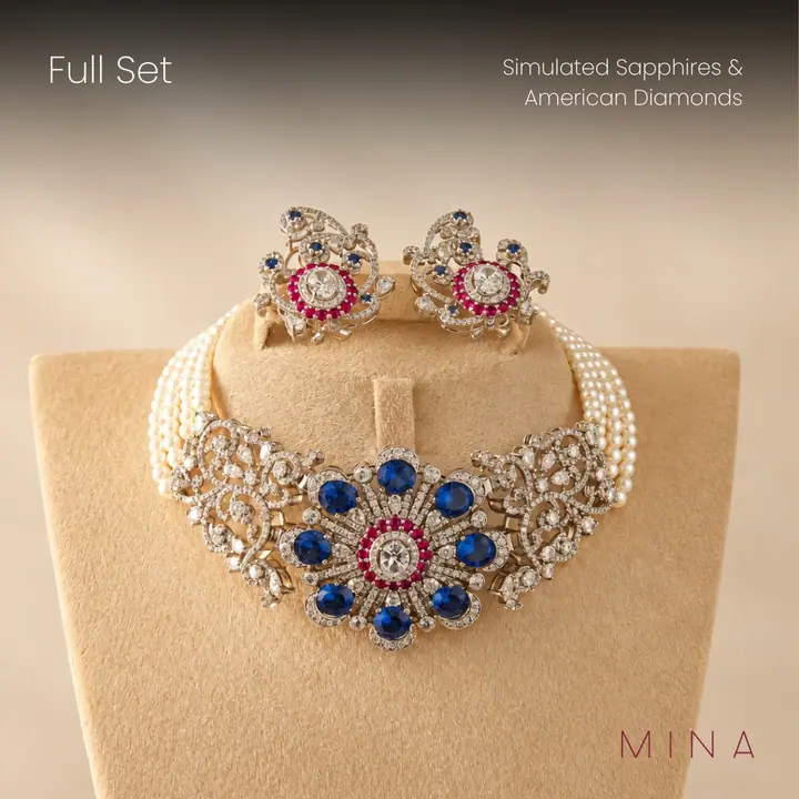 Sapphire Pearl Choker Set — Sets, House of Mina