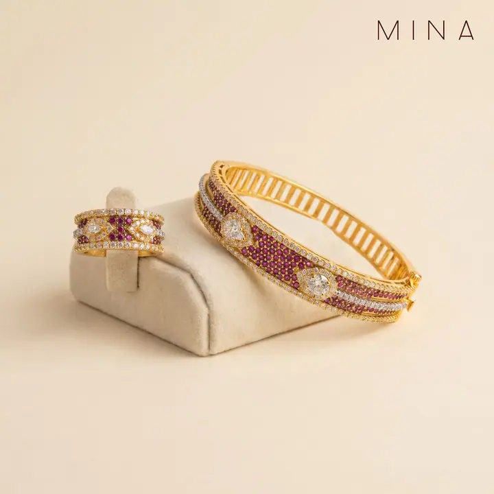 Ruby Honeycomb Bangle & Ring — Wristwear, House of Mina