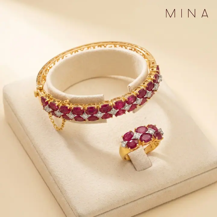 Oval Ruby Bangle & Ring — Wristwear, House of Mina
