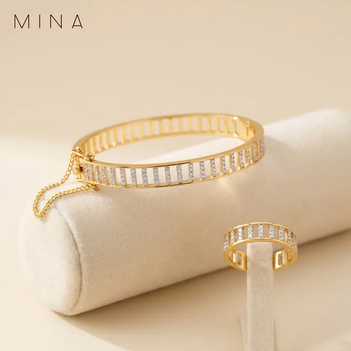 Baguette Channel Bangle & Ring — Wristwear, House of Mina