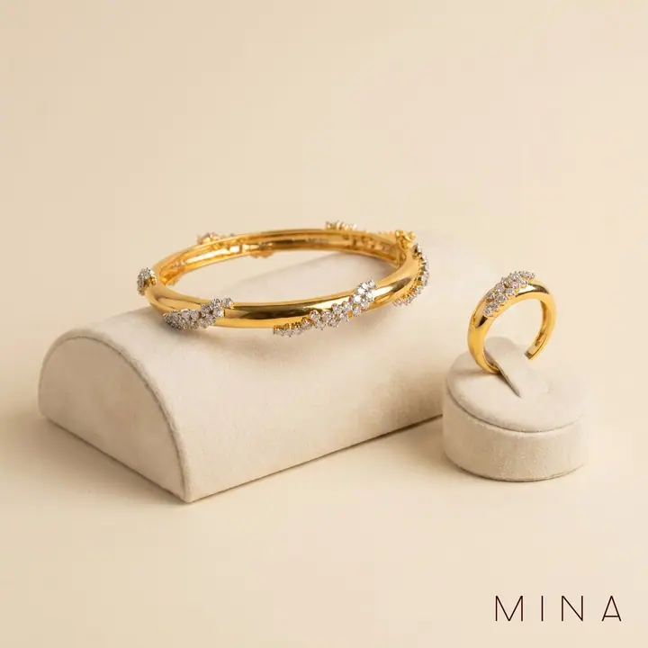 Warm Gold Diamond Bangle & Ring — Wristwear, House of Mina