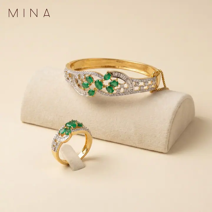 Emerald Pavé Bangle & Ring — Wristwear, House of Mina