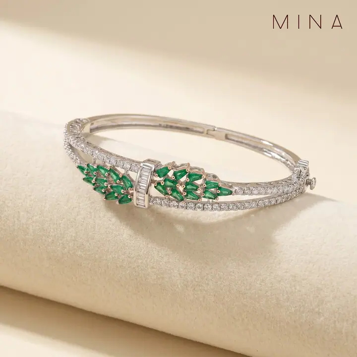 Emerald Leaf Bangle & Ring — Wristwear, House of Mina