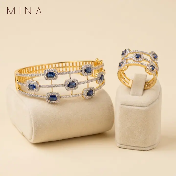 Sapphire Spaced Bangle & Ring — Wristwear, House of Mina