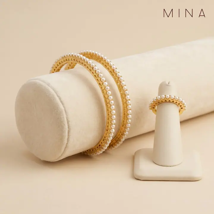 Pearl-Beaded Bangle & Ring — Wristwear, House of Mina
