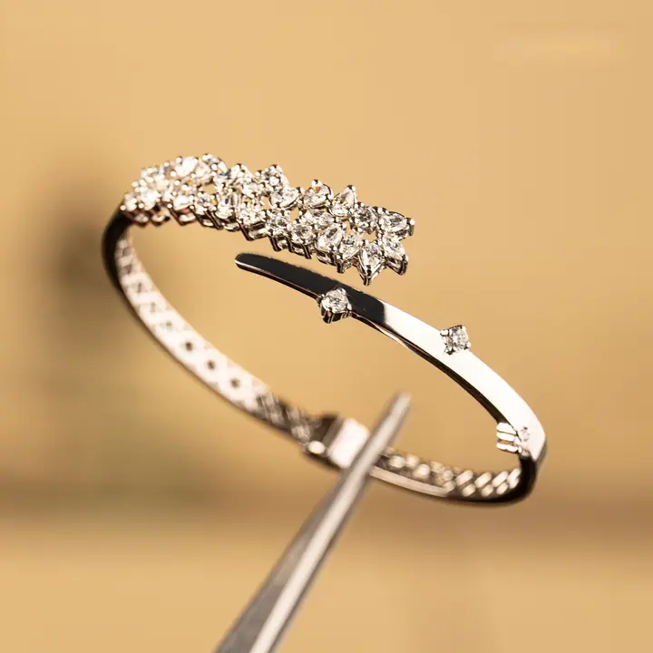 Marquise Cluster Open Bangle — Wristwear, House of Mina