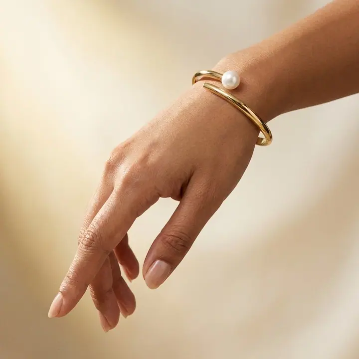 Twin Pearl Open Bangle — Wristwear, House of Mina