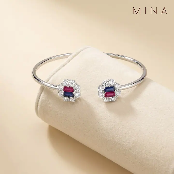 Ruby and Sapphire Open Cuff — Wristwear, House of Mina
