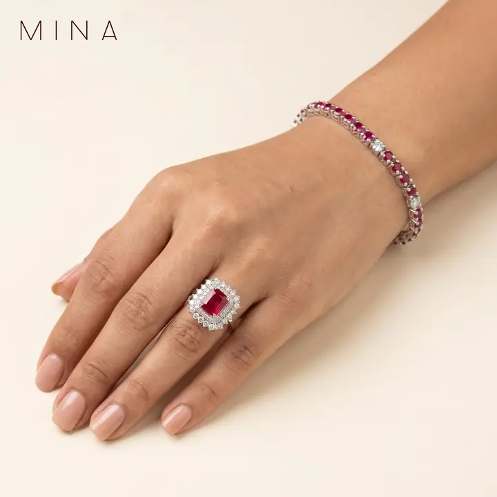Ruby Line Bracelet & Ring — Wristwear, House of Mina