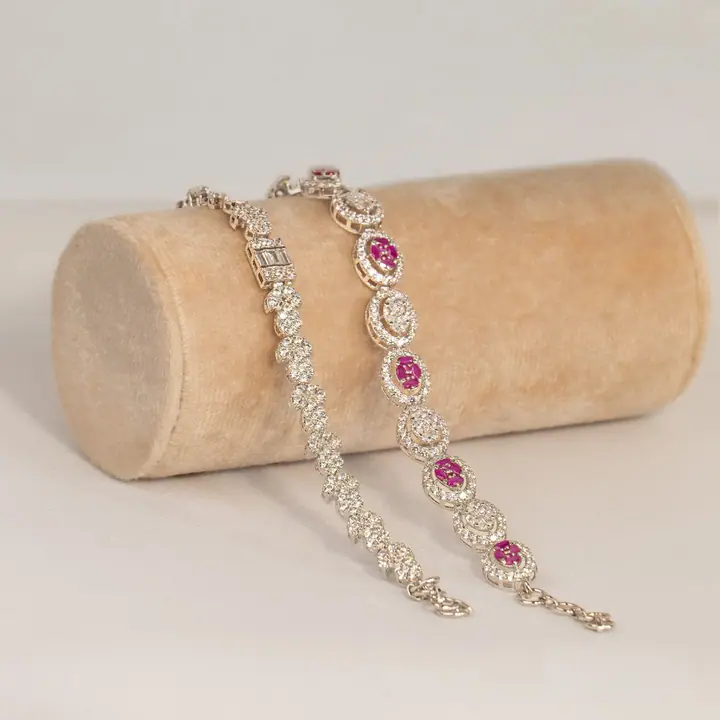 Ruby and Diamond Line Bracelet Pair — Wristwear, House of Mina
