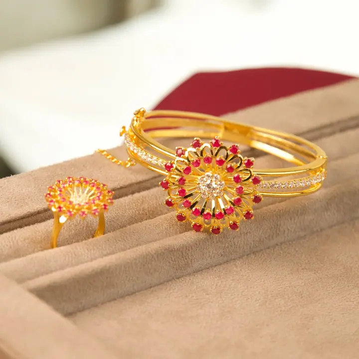 Ruby Flower Bracelet & Ring — Wristwear, House of Mina