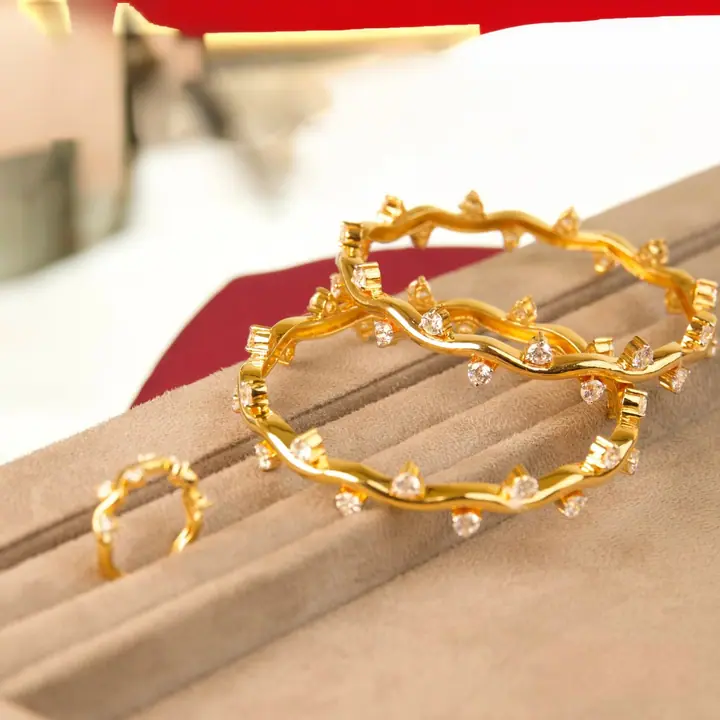Twisted Gold Bracelet Pair & Ring — Wristwear, House of Mina