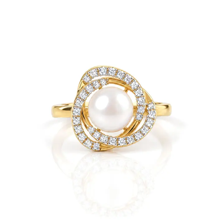 Luna Pearl Halo Ring — Everyday Rings, House of Mina
