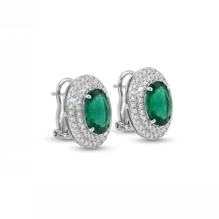 Minerva Emerald Double-Halo Studs — Earrings, House of Mina