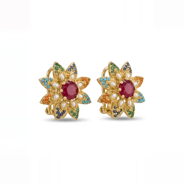 Naurattan Floral Studs — Earrings, House of Mina