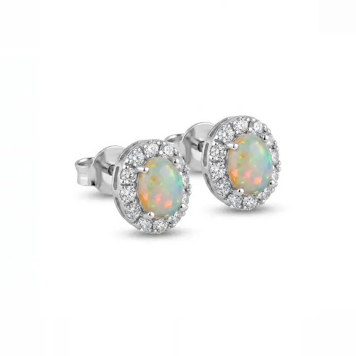 Opaline Halo Studs — Earrings, House of Mina