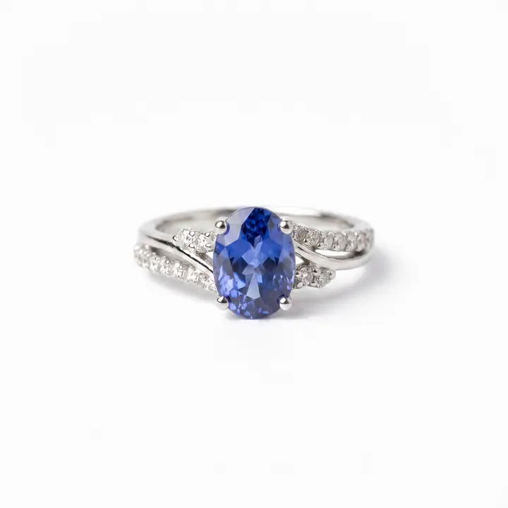 Oval Sapphire Pavé Ring — Rings & Bands, House of Mina