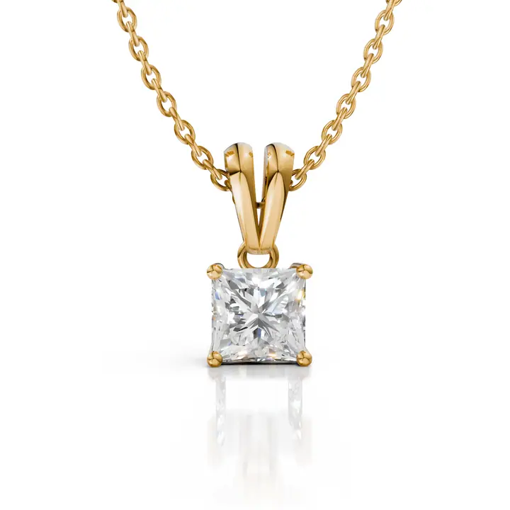 Princess Cut Moissanite Pendant Necklace — Pendants, House of Mina