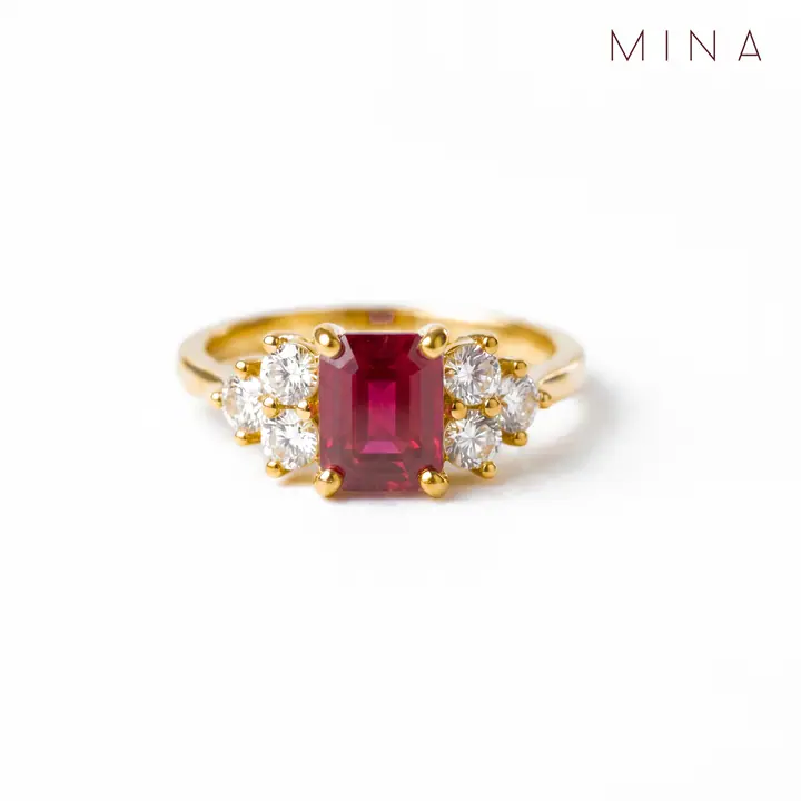 Ruby Three-Stone Ring — Rings & Bands, House of Mina
