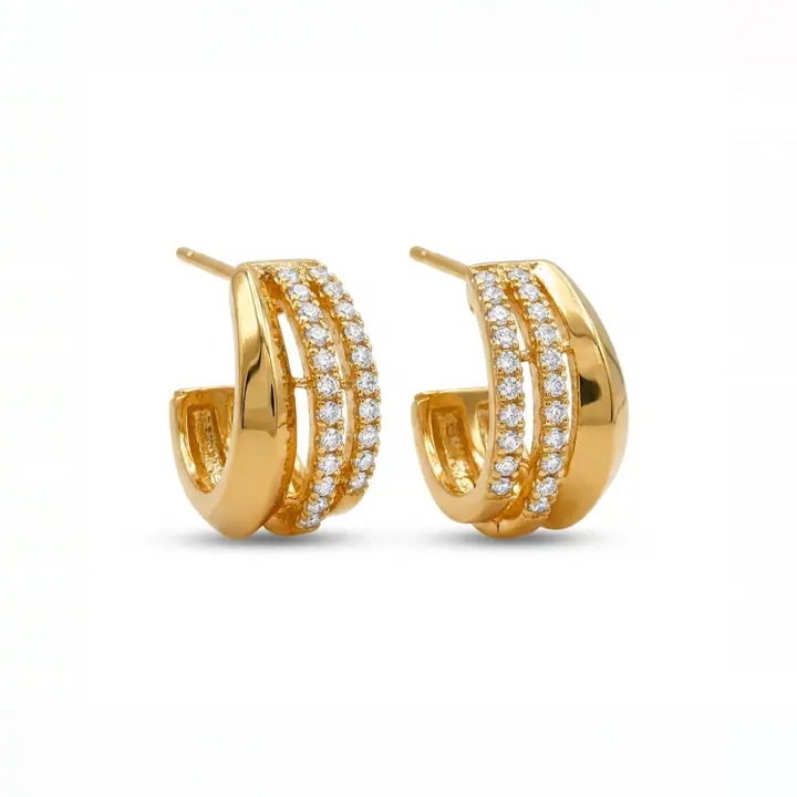 Triple Pavé Hoops — Hoops & Huggies, House of Mina