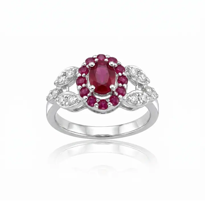 Vivienne Oval Halo Ring — Rings & Bands, House of Mina